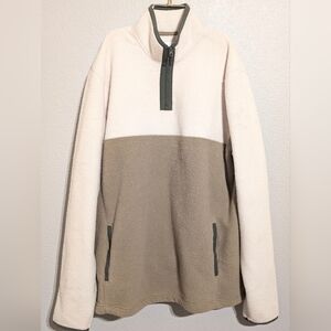 NWT Sonoma Men's Big & Tall XLT Supersoft Arctic Fleece 1/4 Zip Pullover Cream